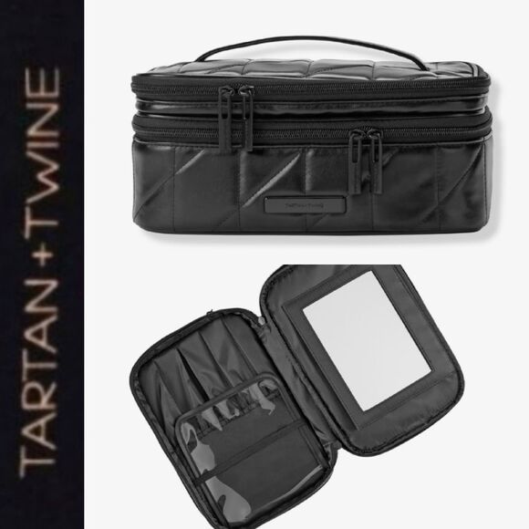 Tartan + Twine Black Line Art Train Case w/Mirror - Picture 1 of 12